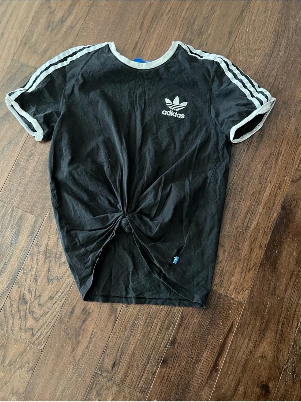 adidas Black Tee with White Trefoil and Stripes - Picture 2 of 5
